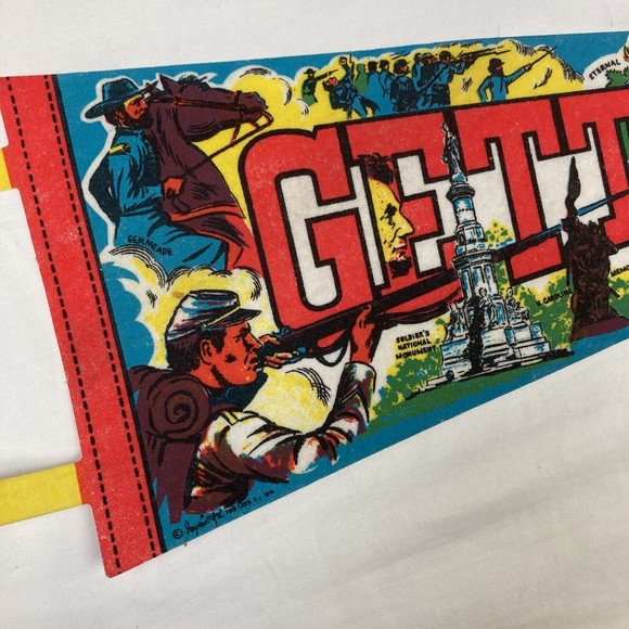 Vintage Gettysburg PA Pennant Felt Flag 25” PA Pennant￼ Beautiful Nice Detailed - Picture 2 of 12